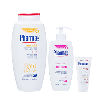 Семейный формат для бережного ухода за чувствительной кожей: Крем для рук + Гель для душа + Гель для интимной гигиены, 1075 мл 