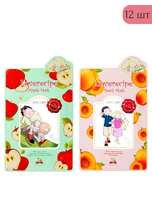 Набор Тканевая маска с Яблоком 6 шт + Тканевая маска  с Персиком 6 шт