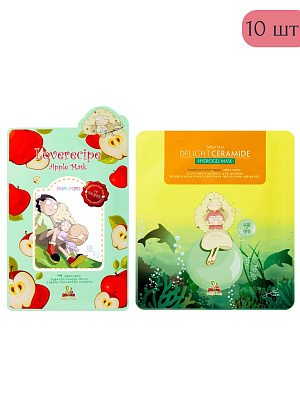 Набор Тканевая маска с Яблоком 6 шт + Гидрогелевая маска с Керамидами 4 шт