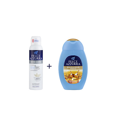 Набор FELCE AZZURRA  Дезодорант-спрей "Белый чай" + гель для душа "Золото и специи" 2шт.