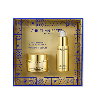 Набор "Глобальный антивозрастной эффект" с дневным кремом в синей подарочной упаковке