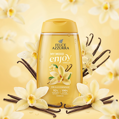 Гель для душа FELCE AZZURRA My Mood Enjoy Vanilla 250 мл, ванильный сливочный аромат