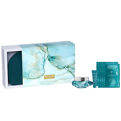 Набор Hyalu-Procollagène(Разгл. Морщ.Насыщ.Крем 50мл +  Интен.Разгл.Морщ. Сыворотка 10мл + Разгл.Морщ. Маски-Патчи д.Кожи в.Глаз, 2 пары + Косметичка)