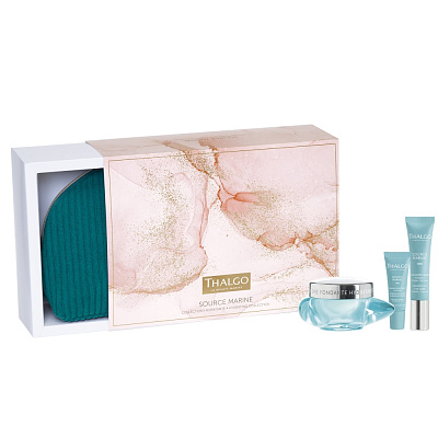 Набор Source Marine (Увл.Крем с Тающей Текстурой 50мл +  Интен.Увлажняющая Сыворотка 10мл + Разгл. Крем для Кожи Вокруг Глаз 15мл + Косметичка)