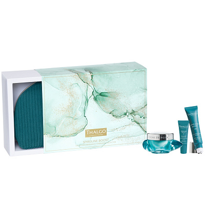 Набор Spiruline Boost (Энерг.крем д.сияния и корр.морщин 50мл + Интен. Энерг.детокс сывор.10мл + Энерг.гель д.корр.морщ кожи в.глаз 15мл + Косметичка)