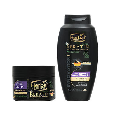 Дуэт" Шампунь Фито-кератин  и Маска Фито-кератин Восстановление и Питание Вьющихся Волос, 300 мл