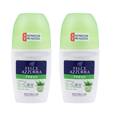 Набор шариковых дезодорантов-антиперспирантов Felce Azzurra "Свежесть" с алоэ вера, 2 шт.