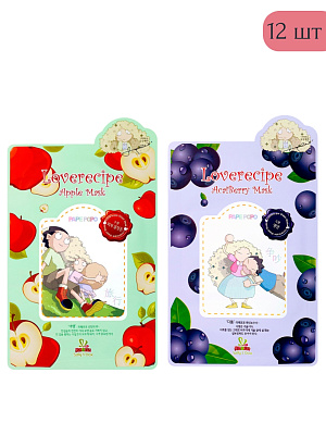 Набор Тканевая маска с Яблоком 6 шт +Тканевая маска  с Ягодами Асаи 6 шт